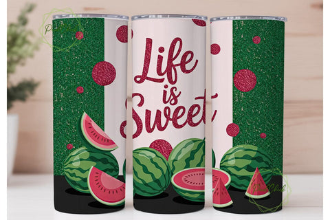 Watermelon Summer 20oz Tumbler Wrap Sublimation PixelChick 