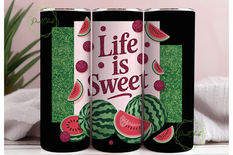 Watermelon Summer 20oz Tumbler Wrap Sublimation PixelChick 