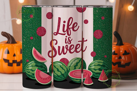 Watermelon Summer 20oz Tumbler Wrap Sublimation PixelChick 