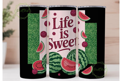 Watermelon Summer 20oz Tumbler Wrap Sublimation PixelChick 