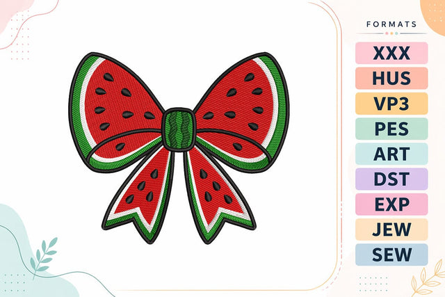 Watermelon Summer Bow Embroidery Design Embroidery/Applique DESIGNS sg embroidery 