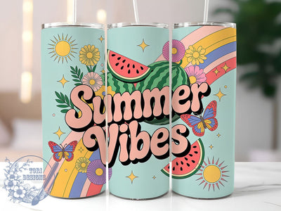Watermelon Summer Floral 20oz Tumbler, Pink Floral, Watermelon Tumbler, 20oz Wrap, Sublimation PNG, Tropical Cup Design, Fun Summer Gift Sublimation ToriDesigns 