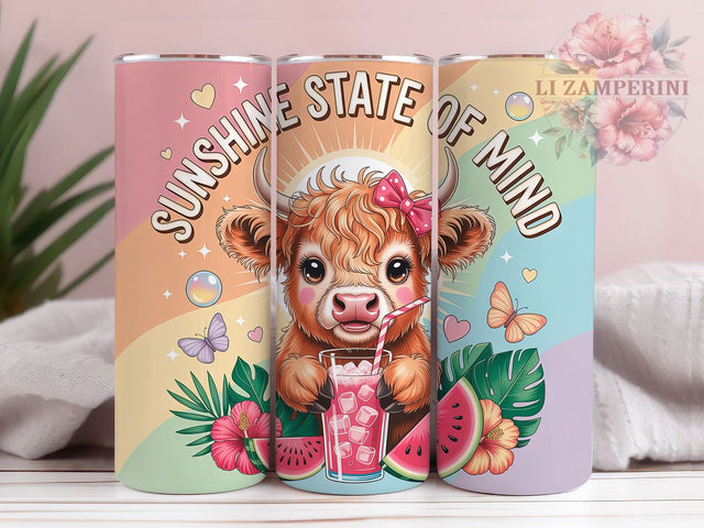 Watermelon Sunshine Summer Vibes 20oz Tumbler, Sunshine State, Summer Vibes, Tropical Design, Bright Colors, Skinny Tumbler, Sublimation PNG Sublimation Li Zamperini 