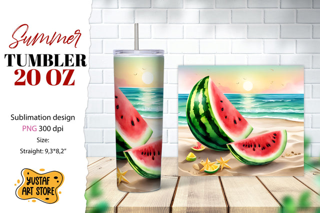 Watermelon tumbler wrap. Summer tumbler sublimation design Sublimation Yustaf Art Store 