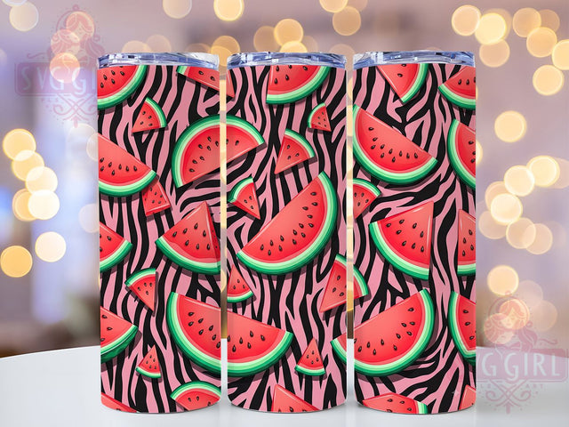 Watermelon Zebra Pattern 20oz Tumbler, Watermelon Motif, Zebra Pattern Design, Summer Theme, Bold Accent, Playful Charm, Sublimation Wrap, 20oz Tumbler Sublimation SvggirlplusArt 