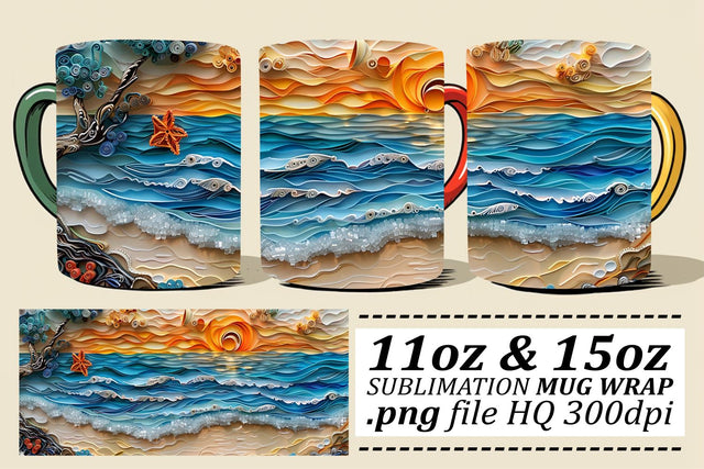 Wave Rider Mug Wrap Sublimation 11oz 15oz Sublimation afrosvg 