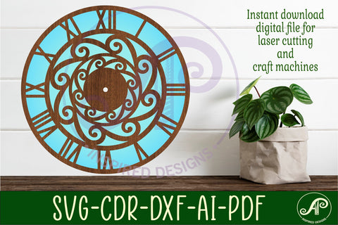 Wave wall clock laser cut template files, SVG file. SVG APInspireddesigns 