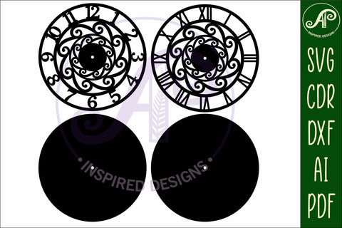 Wave wall clock laser cut template files, SVG file. SVG APInspireddesigns 