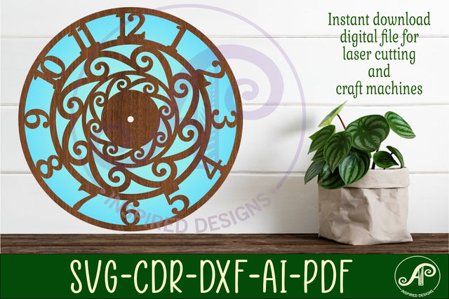 Wave wall clock laser cut template files, SVG file. SVG APInspireddesigns 
