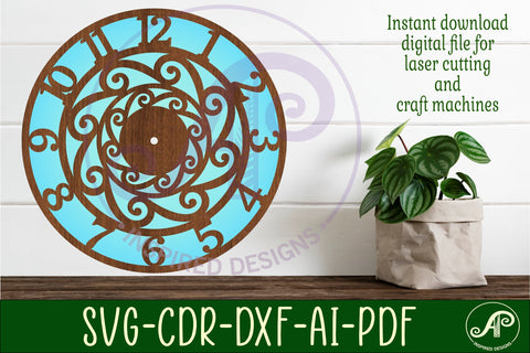 Wave wall clock laser cut template files, SVG file. SVG APInspireddesigns 
