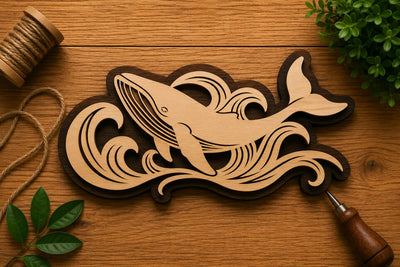 Wave Whale Laser Cut Svg File Design SVG Regulrcrative 