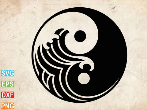 Wave Yin Yang Svg, Yin Yang Clipart, Water Symbol SVG Creativeart88 