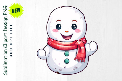Waving Snowman in Scarf And Mittens Sublimation Clipart Sublimation Regulrcrative 