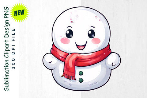 Waving Snowman in Scarf And Mittens Sublimation Clipart Sublimation Regulrcrative 