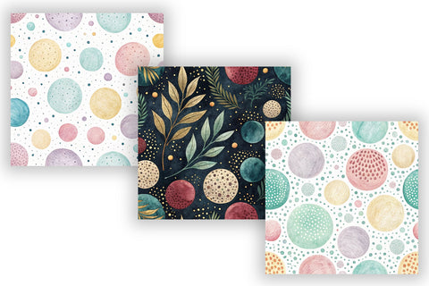 Wavy Hand Drawn Dot Digital Paper, Seamless Watercolor Pattern Bundle, Printable Scrapbook Paper, Playful Organic Design Collection Digital Pattern FloridPrintables 