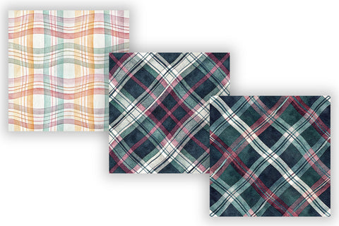 Wavy Hand Drawn Plaid Digital Paper, Seamless Watercolor Pattern Bundle, Printable Scrapbook Paper, Playful Organic Design Collection Digital Pattern FloridPrintables 