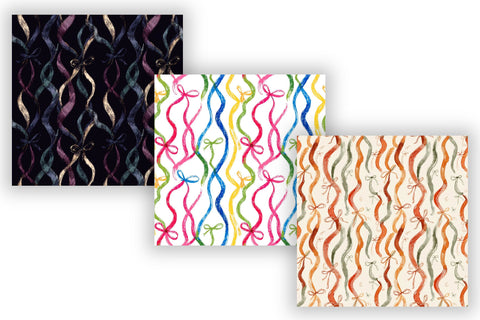 Wavy Hand Drawn Ribbon Digital Paper, Seamless Watercolor Pattern Bundle, Printable Scrapbook Paper, Playful Coquette Design Collection Digital Pattern FloridPrintables 