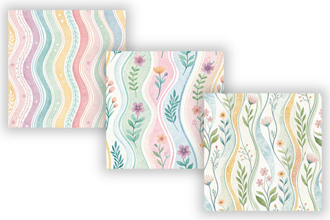 Wavy Hand Drawn Stripe Digital Paper, Seamless Pastel Rainbow Pattern Bundle, Printable Scrapbook Paper, Soft Candy Color Design Collection Digital Pattern FloridPrintables 