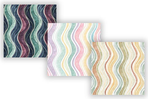 Wavy Hand Drawn Stripe Digital Paper, Seamless Watercolor Pattern Bundle, Printable Scrapbook Paper, Playful Organic Design Collection Digital Pattern FloridPrintables 