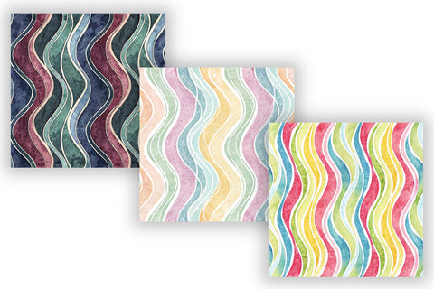 Wavy Hand Drawn Stripe Digital Paper, Seamless Watercolor Pattern Bundle, Printable Scrapbook Paper, Playful Organic Design Collection Digital Pattern FloridPrintables 