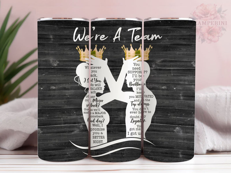 We Are A Team Black Couple 20oz Tumbler Wrap PNG, Husband and Wife Tumbler, Straight & Tapered Tumbler Wrap, Instant Digital Download Sublimation Li Zamperini 