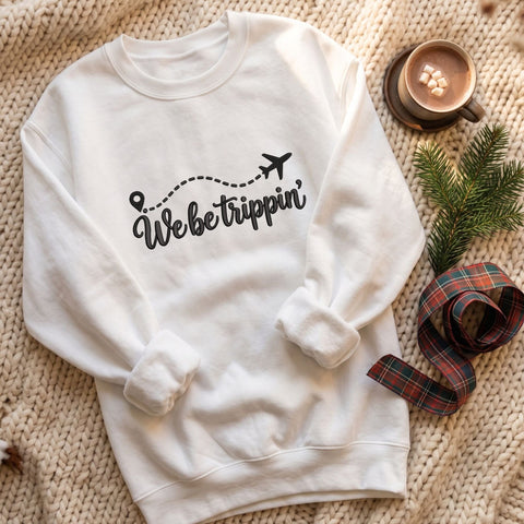 We Be Trippin Embroidery Design – Funny Travel Quote Airplane Flight Path Vacation Machine Embroidery File Embroidery/Applique DESIGNS PatternFeed8 