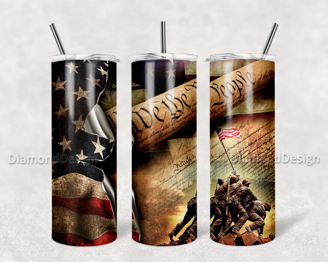 We The People Constitution 1776 Flag 20oz Skinny Tumbler Sublimation Design, Independence Day 4th Of July Png Sublimation DiamondDesign 