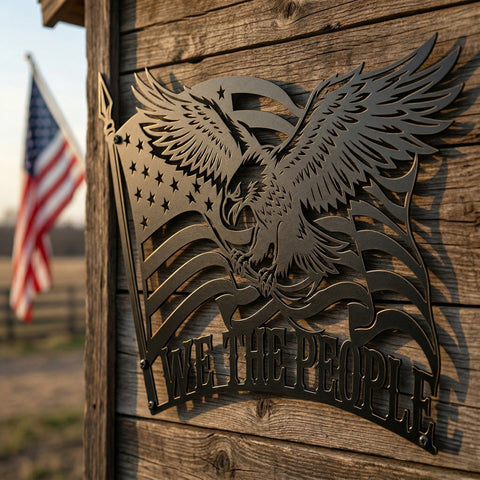 We The People Eagle Laser SVG | American Eagle Plasma Cut File | CNC Metal Wall Art DXF Png | Patriotic Sign Laser Cut Download SVG HappyDesignStudio 