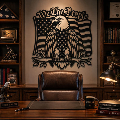 We The People Eagle Laser SVG | Patriotic Metal Wall Art Dxf | USA Eagle Plasma Cut File | CNC Laser Cut Design | Independence Day Decor SVG HappyDesignStudio 