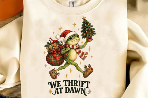 We Thrift at Dawn Christmas Frog PNG Sublimation SVGista 