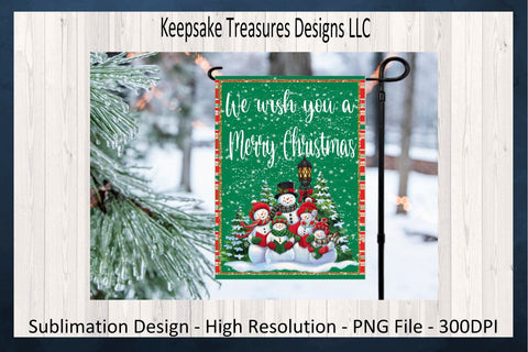 We Wish You A Merry Christmas Garden Flag Template, PNG Sublimation Design, Christmas Card PNG Design, Winter Snow Time, Digital Download Sublimation Keepsake Treasures Designs LLC. 