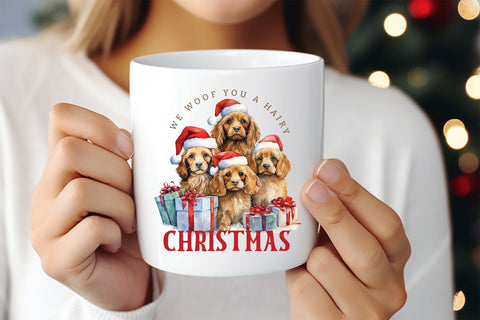 We Woof You a Hairy Christmas, Funny Dog Saying PNG Sublimation CraftLabSVG 