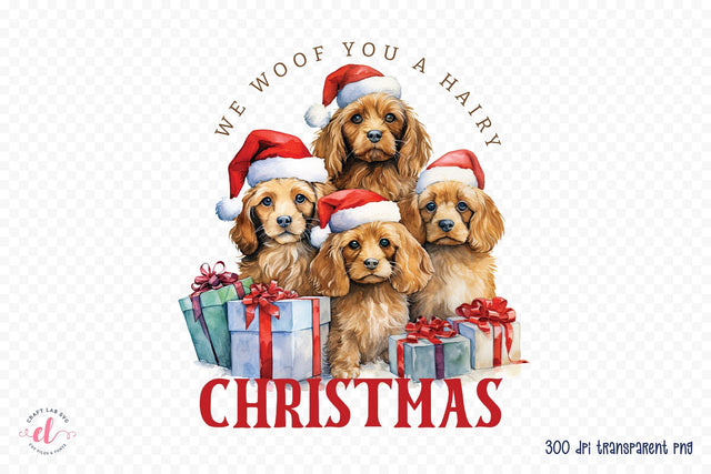 We Woof You a Hairy Christmas, Funny Dog Saying PNG Sublimation CraftLabSVG 