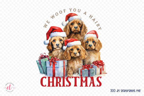 We Woof You a Hairy Christmas, Funny Dog Saying PNG Sublimation CraftLabSVG 