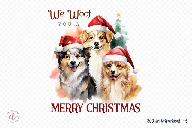 We Woof You a Merry Christmas, Funny Dog Saying PNG Sublimation CraftLabSVG 