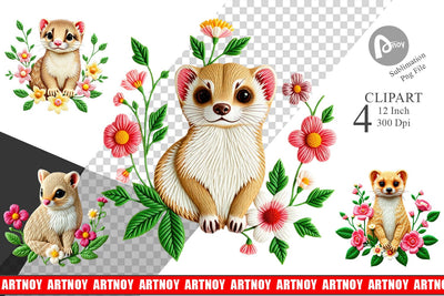 Weasel Embroidery Clipart Sublimation artnoy 