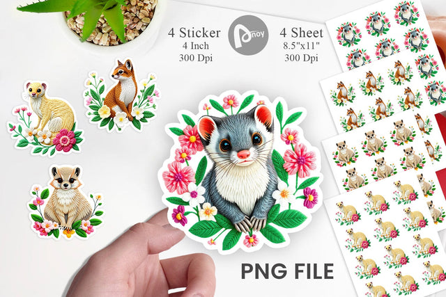 Weasel Embroidery Sticker Sublimation artnoy 