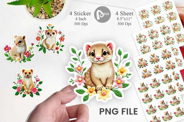 Weasel Embroidery Sticker Sublimation artnoy 