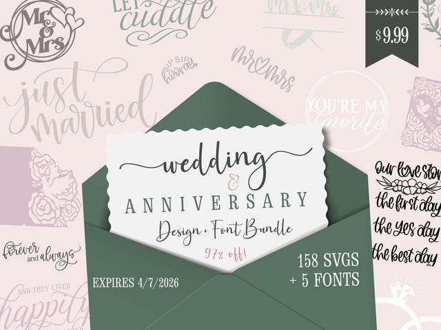 Wedding & Anniversary SVG + Font Bundle | 97% off [Reg.$334] Bundle So Fontsy Design Shop 