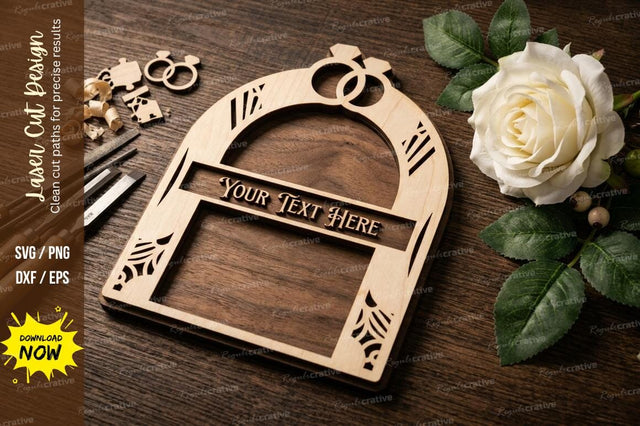 Wedding Arch Frame with Rings – Laser Cut Wooden SVG Design SVG Regulrcrative 