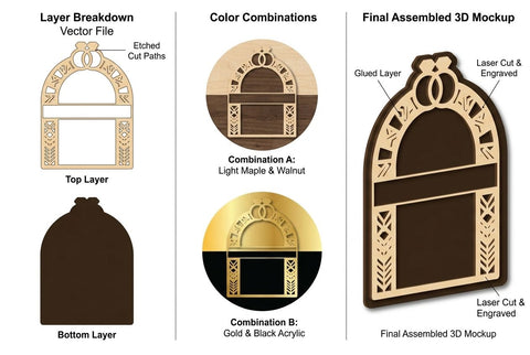 Wedding Arch Name Sign with Rings – Laser Cut Wooden SVG Design SVG Regulrcrative 