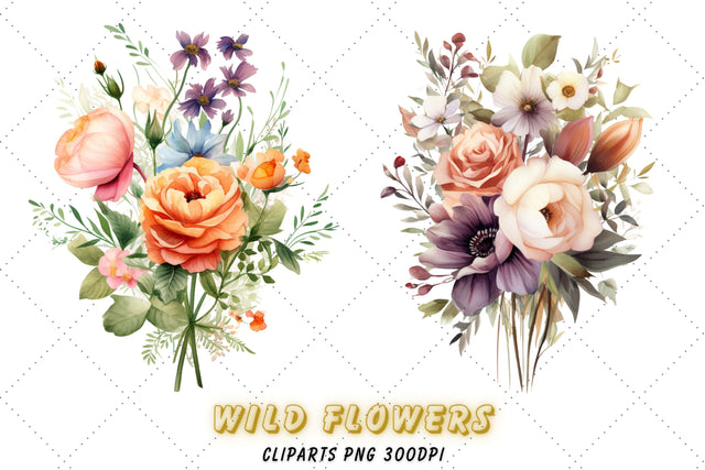 Wedding Bouquet Clipart Watercolor Flowers Floral Wedding PNG Wedding Clipart PNG Commercial Use Card Making Sublimation FloridPrintables 