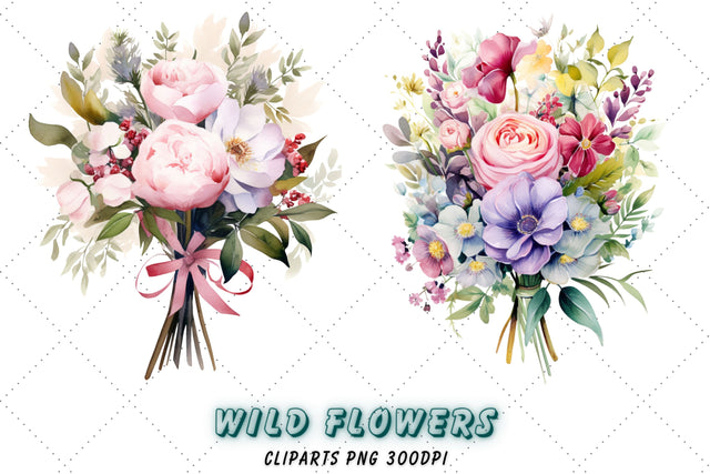 Wedding Bouquets Clipart Collection With Free Commercial License • Flower Bouquets Illustration • Wedding Flowers Sublimation FloridPrintables 