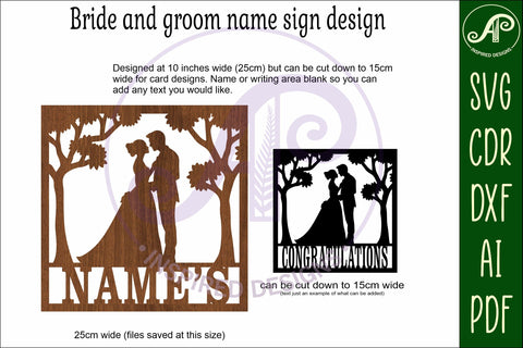 Wedding bride and groom name sign svg laser SVG APInspireddesigns 