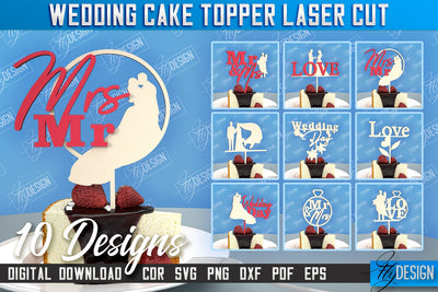 Wedding Cake Topper Bundle | Cake Decoration | Anniversary | Cupcake Topper | CNC File SVG Fly Design 