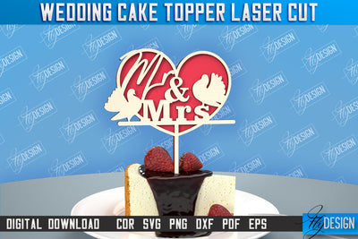 Wedding Cake Topper | Cake Decoration | Anniversary | Cupcake Topper | CNC File SVG Fly Design 