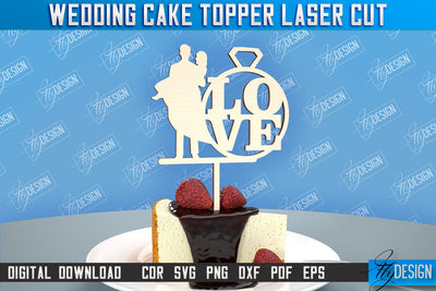 Wedding Cake Topper | Cake Decoration | Anniversary | Cupcake Topper | CNC File SVG Fly Design 