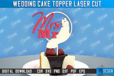 Wedding Cake Topper | Cake Decoration | Anniversary | Cupcake Topper | CNC File SVG Fly Design 