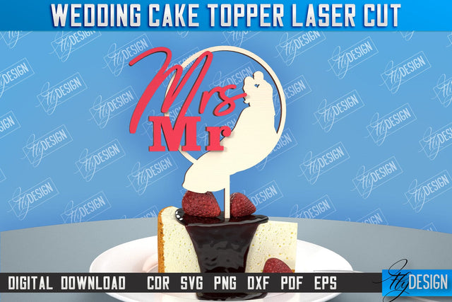 Wedding Cake Topper | Cake Decoration | Anniversary | Cupcake Topper | CNC File SVG Fly Design 