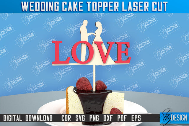 Wedding Cake Topper | Cake Decoration | Anniversary | Cupcake Topper | CNC File SVG Fly Design 